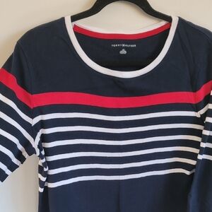 Tommy Hilfiger Navy and Red Striped Tee